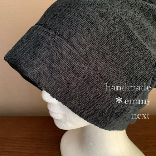 送料無料*handmade今治産タオルで作った帽子〈ブラック・タグ 送料無料*handmade今治産タオルで作った帽子〈ブラック・タグ