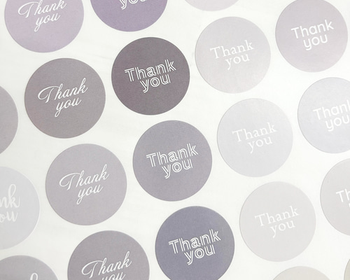 48色くすみカラー グレー Thank youシール 丸型3cm サンキュー