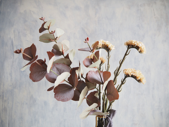 【アンティークユーカリとリモニウム】｜アーティフィシャルフラワー 花瓶アレンジ| 冬｜ギフト・インテリア雑貨 7枚目の画像