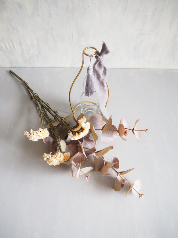 【アンティークユーカリとリモニウム】｜アーティフィシャルフラワー 花瓶アレンジ| 冬｜ギフト・インテリア雑貨 9枚目の画像