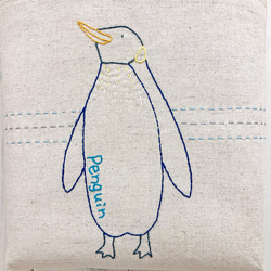 ワンマイルmini【ペンギン】　刺し子・綿麻・帆布 7枚目の画像