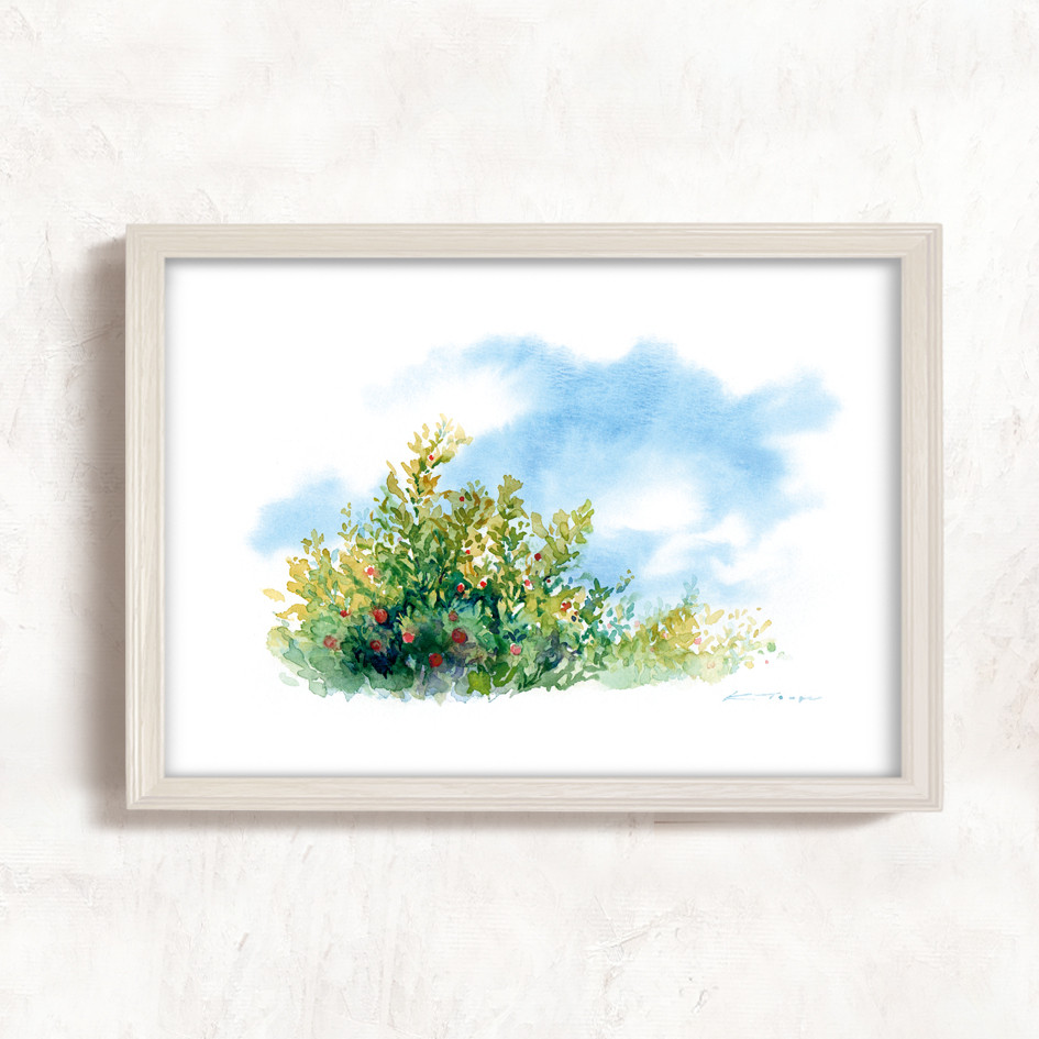 水彩画 「五月の風」 複製画 A4ポスター 絵画 Turr - KAORI