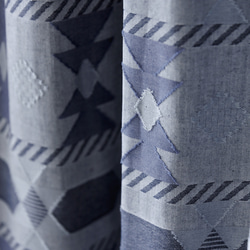 自然素材 コットン 綿 100％カーテン 浮模様カットジャガード織「エムレブルー」自然素材カーテン　ナチュラルカーテン 5枚目の画像