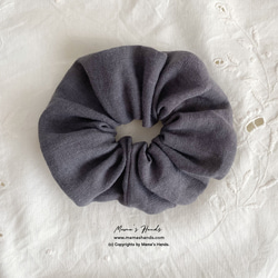 ⭐️已售出4件⭐️《織姬風立陶宛亞麻》 時尚天然材質，自然灰，簡約髮圈 第6張的照片