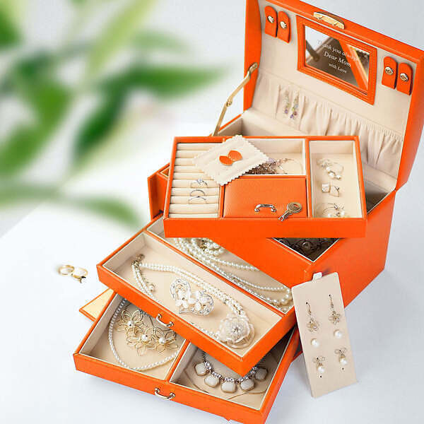 【名入れ】結婚記念日やお誕生日に 日頃の愛と感謝を刻んで ジュエルボックス L オレンジ