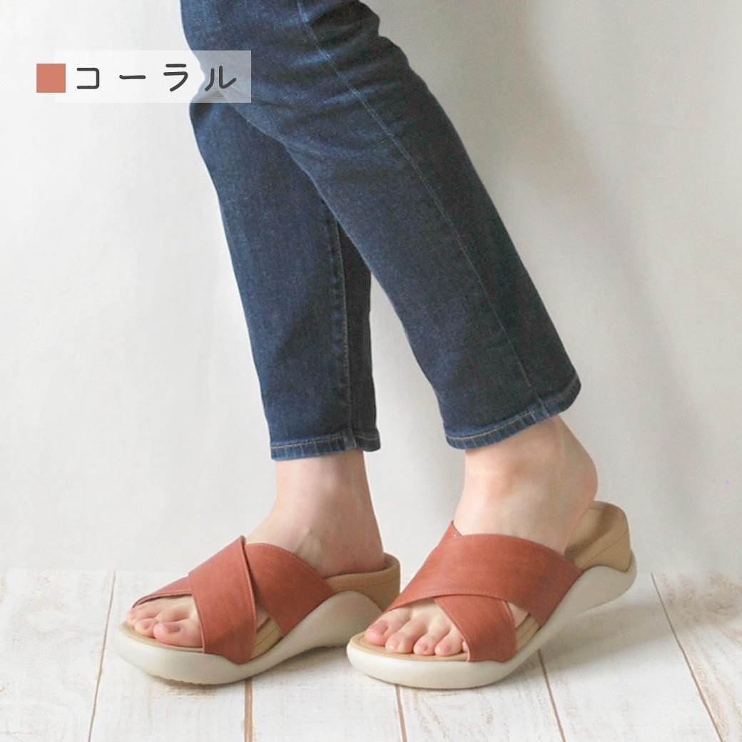 ネット販売限定モデル 厚底クロスベルトサンダル レディース つっかけ リゲッタ Re:getA ECR-001