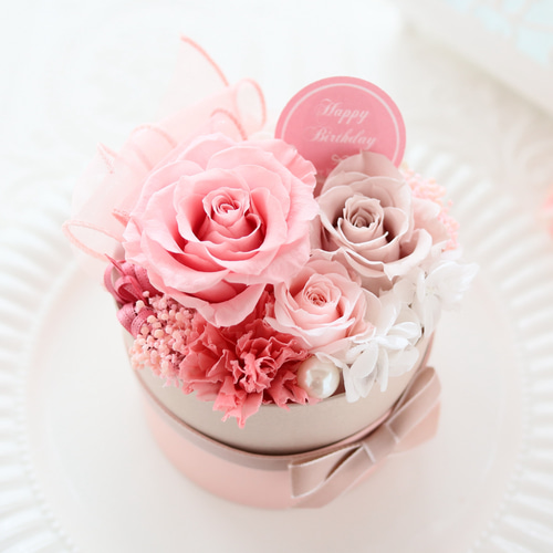 みかりん 薔薇雑貨 素敵な箱 ♡ピンク 選べるメッセージ｜スイートピンクのキュートなフラワーボックス｜誕生