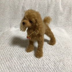 羊毛フェルト　プードル　茶　立ち姿　犬　いぬ　ハンドメイド　イヌ 4枚目の画像