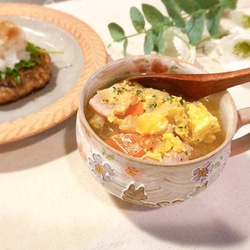 【清水焼】ハートネコ　スープカップ　ブルー 5枚目の画像