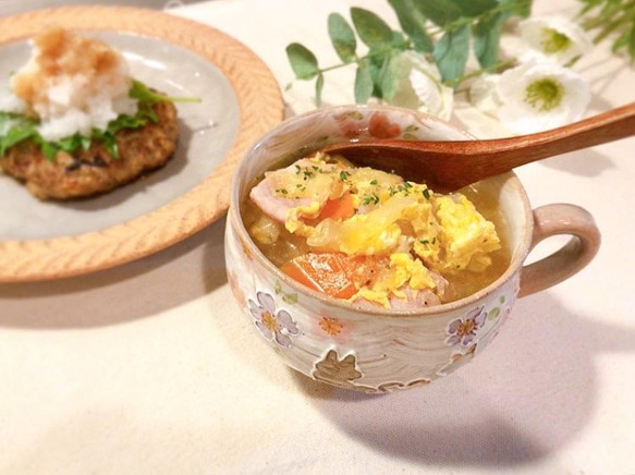 【清水焼】ハートネコ　スープカップ　ブルー 5枚目の画像