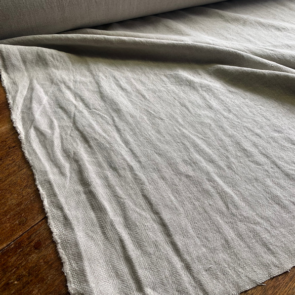 【2m以上専用ページ】 遠州織物 中厚地 [リネン100%] ヘリンボン 生地 キナリ 7枚目の画像