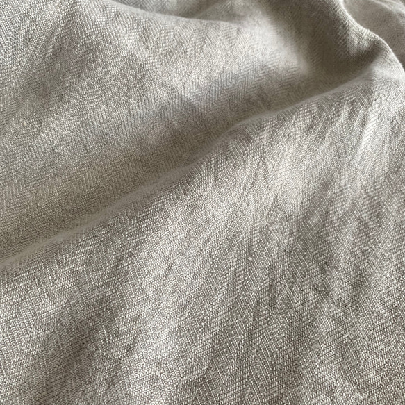 【2m以上専用ページ】 遠州織物 中厚地 [リネン100%] ヘリンボン 生地 キナリ 8枚目の画像