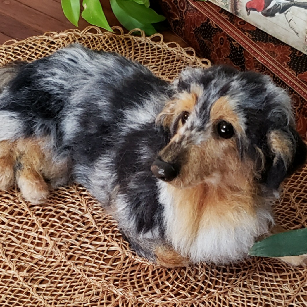 サンプル　羊毛フェルト　ミニチュアダックス犬　ハンドメイド　オーダーメイド受付中