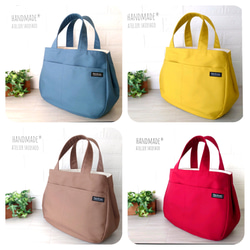 【カラー選べます】帆布 ころんとバック(2way・2ポケット) Mサイズ＊受注制作＊持ち手長さ変更可能 2枚目の画像