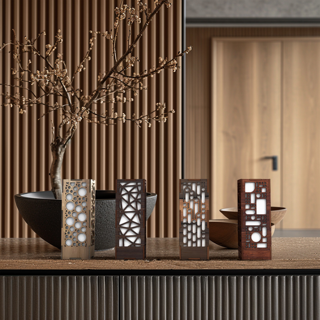 ミニ行灯 Mサイズ 4個セット - 置き型照明