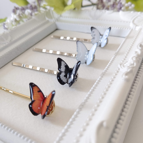 【美品】オルガブランカ　蝶々　ヘアピン おしゃれ花嫁のためのブライダルアクセサリー｜イヤリング・ジュエリー