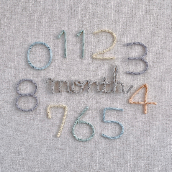 ウールレター　月齢フォト set 数字　month カラフル 1枚目の画像