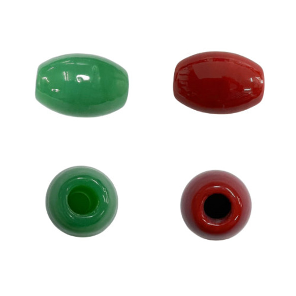 ガラスとんぼ玉　PY-304 赤　緑　楕円　パーツ　1個　アクセサリー　ネックレスパーツ　ストラップパーツ　アクセサリー 2枚目の画像