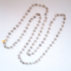 【再販】宝石質 ラブラドライト × 14kgf または silver の ロング ネックレス　100cm　骨格ストレート 2枚目の画像