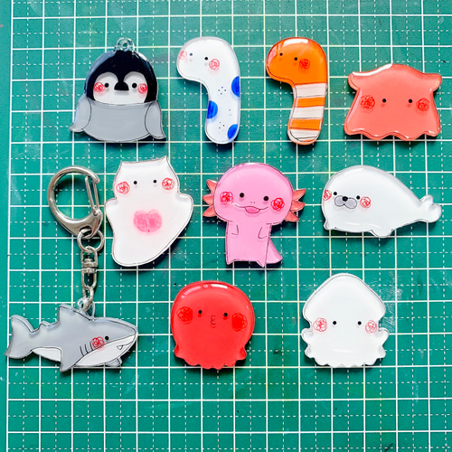 海の生き物 ヘアゴム/ブローチ/マグネット/キーホルダー ヘアゴム