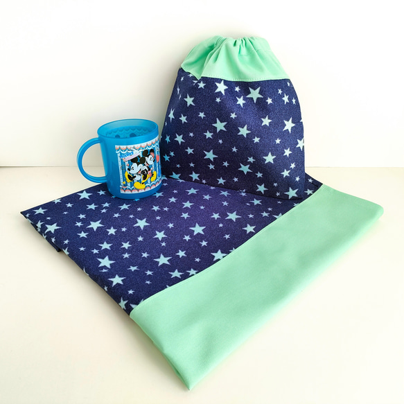 ほし 星 柄◇オーダー◇ランチョンマット 給食袋 巾着袋 着替え袋 412