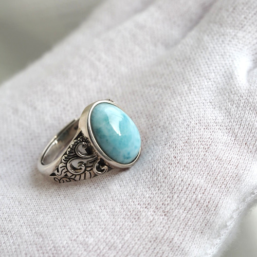 再販17 ラリマー14 S925Newデザインリング❀A 指輪・リング