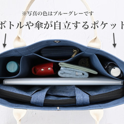 【A4対応】筒状ポケットでボトルが倒れず便利！2wayトート #イエローグリーン 15枚目の画像