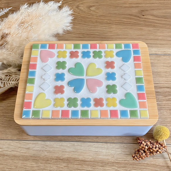 鏡つき！メイクボックス/ドレッサーボックス パステルカラー 美濃焼