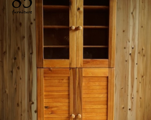 食器棚】 ガラス扉 可動棚 上下分割 無垢材 【サイズオーダー可能】 棚