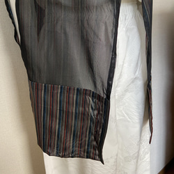 着物リメイク　正絹　ベスト　黒　縞柄　ブラック 3枚目の画像