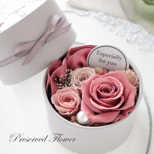 選べるメッセージ｜くすみピンクの大人可愛いドーム型フラワーボックス