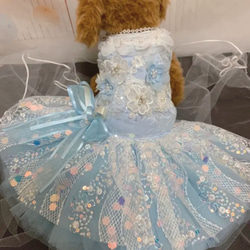 犬猫うさちゃん服　キラキラ輝くショート丈ワンピースドレス 14枚目の画像