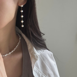 【パールをカジュアルに】38cm～/バロックパール パールネックレス サージカルステンレス チョーカー 結婚式 クラスプ 5枚目の画像