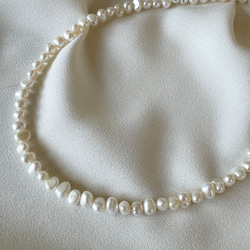 【パールをカジュアルに】38cm～/バロックパール パールネックレス サージカルステンレス チョーカー 結婚式 クラスプ 10枚目の画像