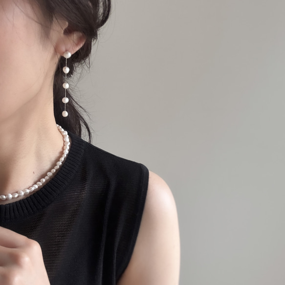 【パールをカジュアルに】38cm～/バロックパール パールネックレス サージカルステンレス チョーカー 結婚式 クラスプ 9枚目の画像