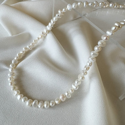 【パールをカジュアルに】38cm～/バロックパール パールネックレス サージカルステンレス チョーカー 結婚式 クラスプ 11枚目の画像