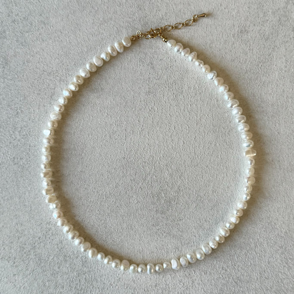 【パールをカジュアルに】38cm～/バロックパール パールネックレス サージカルステンレス チョーカー 結婚式 クラスプ 2枚目の画像