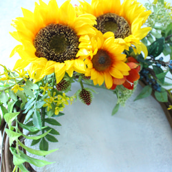 Botanical Sun Flower Wreath〜Lsize 35㎝×70㎝ 4枚目の画像