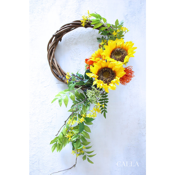 Botanical Sun Flower Wreath〜Lsize 35㎝×70㎝ リース CALLA