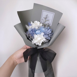 数量限定】再販×21 ブルー系 ラッピングブーケ ドライフラワーと