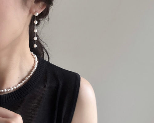 繊細×上品】小さなバロック淡水パール ロングピアス