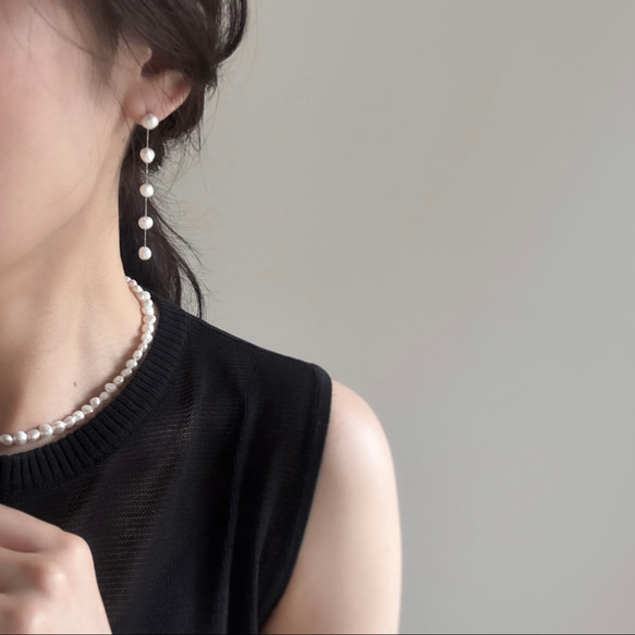 繊細×上品】小さなバロック淡水パール ロングピアス