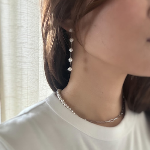 特集掲載】小さなバロック淡水パール|ロングピアス/イヤリング