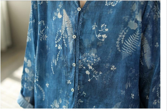 母の日 レトロ Vネック コットン リネン トップス 女性 ラミー Tシャツ オリジナル t シャツ レディース 6枚目の画像