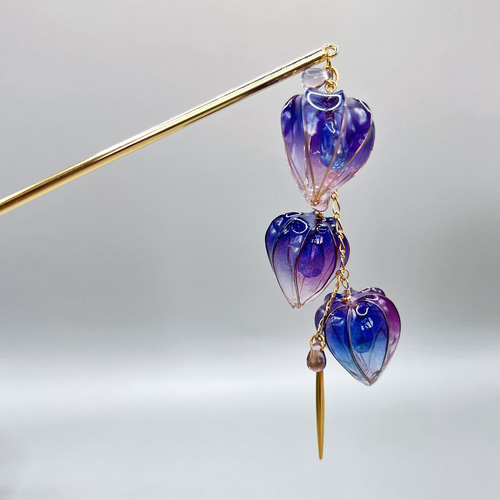 みづ屋様ご注文の品 【蒼花火】ディップアートのかんざし