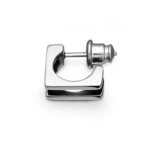 四角 フープピアス メンズ/シルバー925 片耳/セカンドピアス つけっ