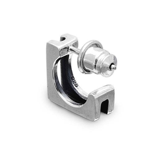 四角 フープピアス メンズ/シルバー925 片耳/セカンドピアス つけっ