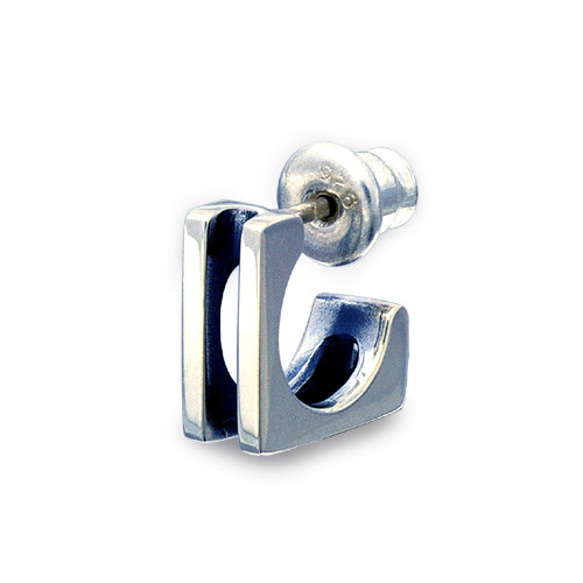 四角 フープピアス メンズ/シルバー925 片耳/セカンドピアス つけっ