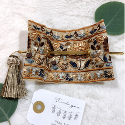 インド刺繍リボンのマジェステ/かんざし♡ベージュflower 3枚目の画像