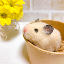 【羊毛フェルト】ハムスター★オーダー（クマちゃん） オーダー羊毛フェルト／手乗りキンクマハムスターのくまちゃん | 羊毛